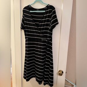 Torrid size 2 black and white faux wrap skater dress